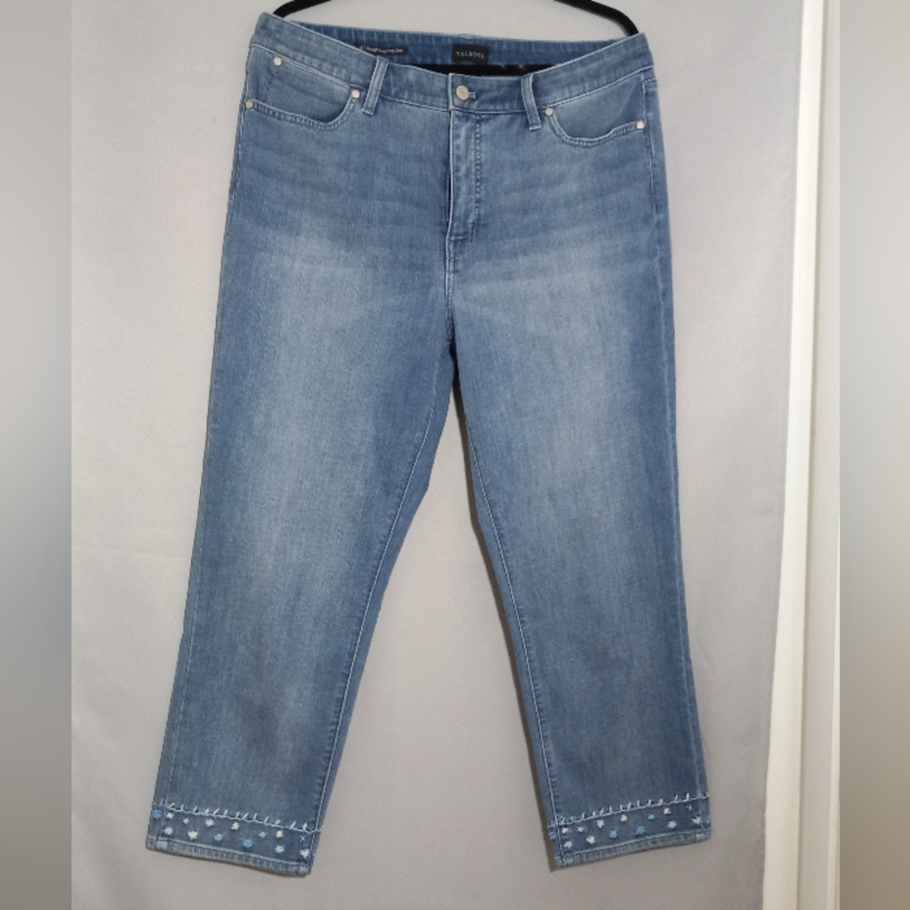 Talbots Blue Cropped Women's Jeans Waist36 Hip44 Long36 Size 12 High Rise